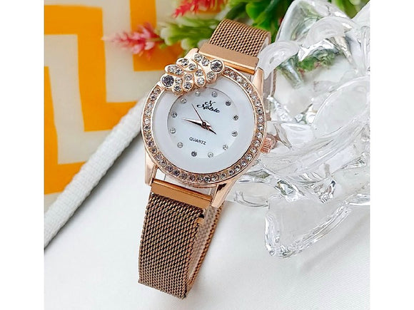 Noble Leaf Magnet Chain Fashion Watch for Ladies - Rose Gold (DZ16070)