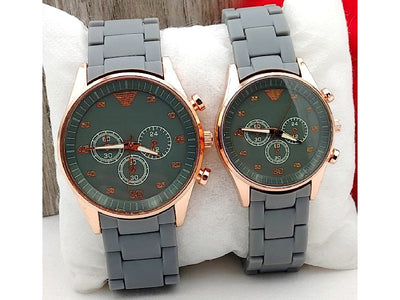 Pack of 2 Stylish Rubber Chain Watch for Couple (DZ16073)