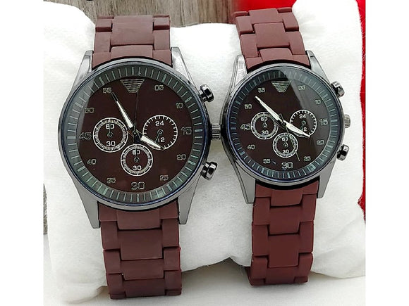 Pack of 2 Stylish Rubber Chain Watch for Couple (DZ16074)
