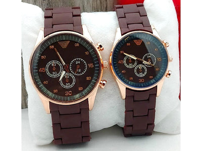 Pack of 2 Stylish Rubber Chain Watch for Couple (DZ16075)