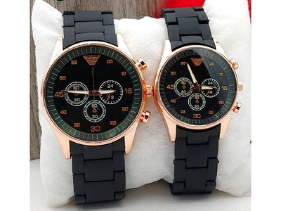 Pack of 2 Stylish Rubber Chain Watch for Couple (DZ16077)