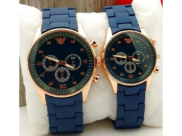Pack of 2 Stylish Rubber Chain Watch for Couple (DZ16079)