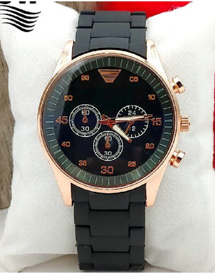 Stylish Rubber Chain Watch for Men Black (DZ16080) –