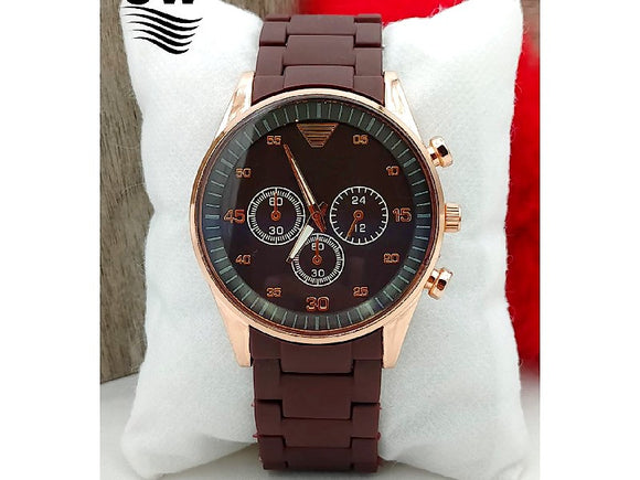 Stylish Rubber Chain Watch for Men - Brown (DZ16082)