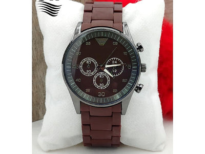 Stylish Rubber Chain Watch for Men - Brown (DZ16085)