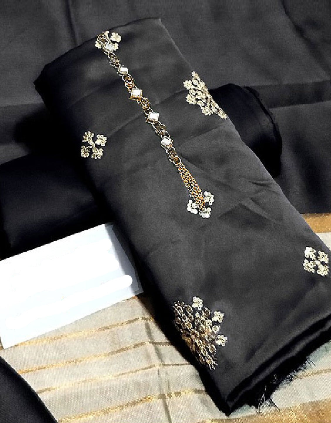 white christmas dresses Embroidered Black Shamoz Silk Party Wear Dress with Shamoz Silk Trouse –  DressyZone.com