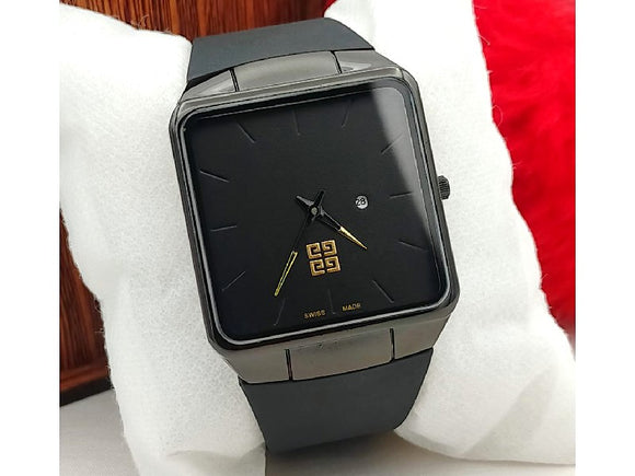 Trendy Men's Black Rubber Strap Watch (DZ16143)