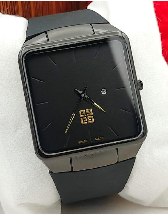 Trendy Men's Black Rubber Strap Watch (DZ16143)