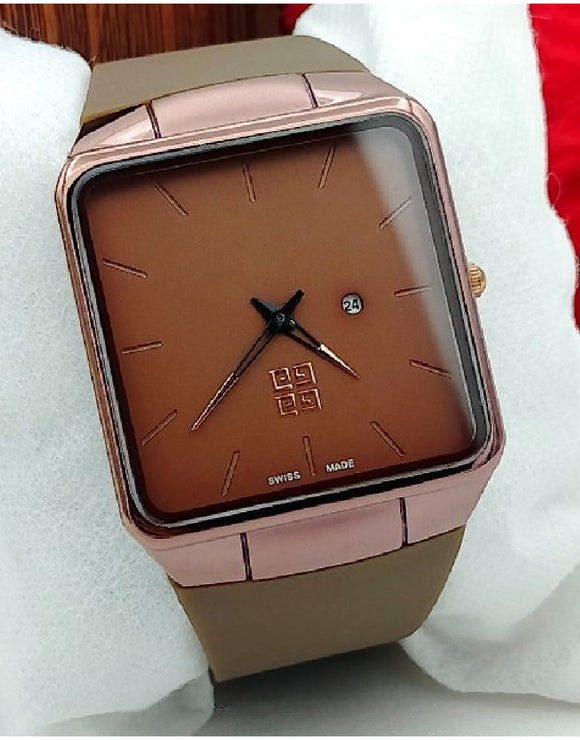 Trendy Men's Brown Rubber Strap Watch (DZ16144)