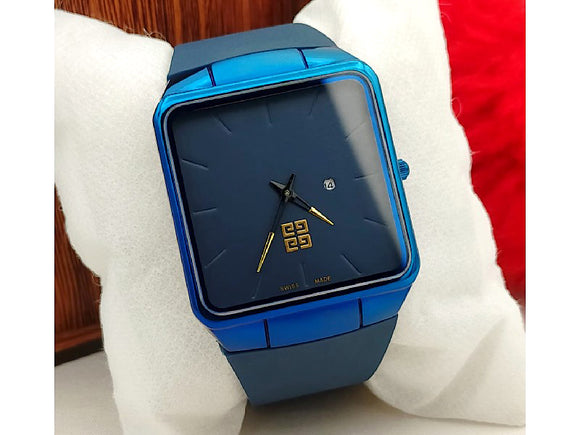 Trendy Men's Blue Rubber Strap Watch (DZ16145)