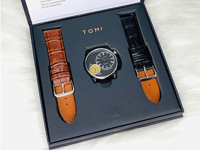 Original Tomi Face Gear Men's Watch with 2 Leather Strap + Box (DZ16156)