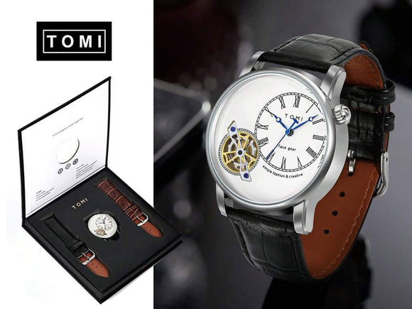 Original Tomi Face Gear Men's Watch with 2 Leather Strap + Box (DZ16157)