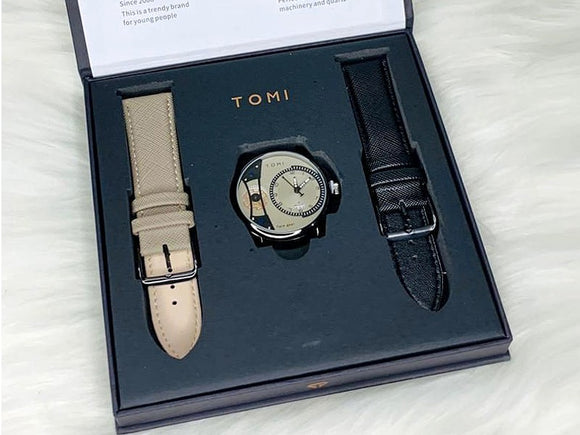 Original Tomi Face Gear Men's Watch with 2 Leather Strap + Box (DZ16159)