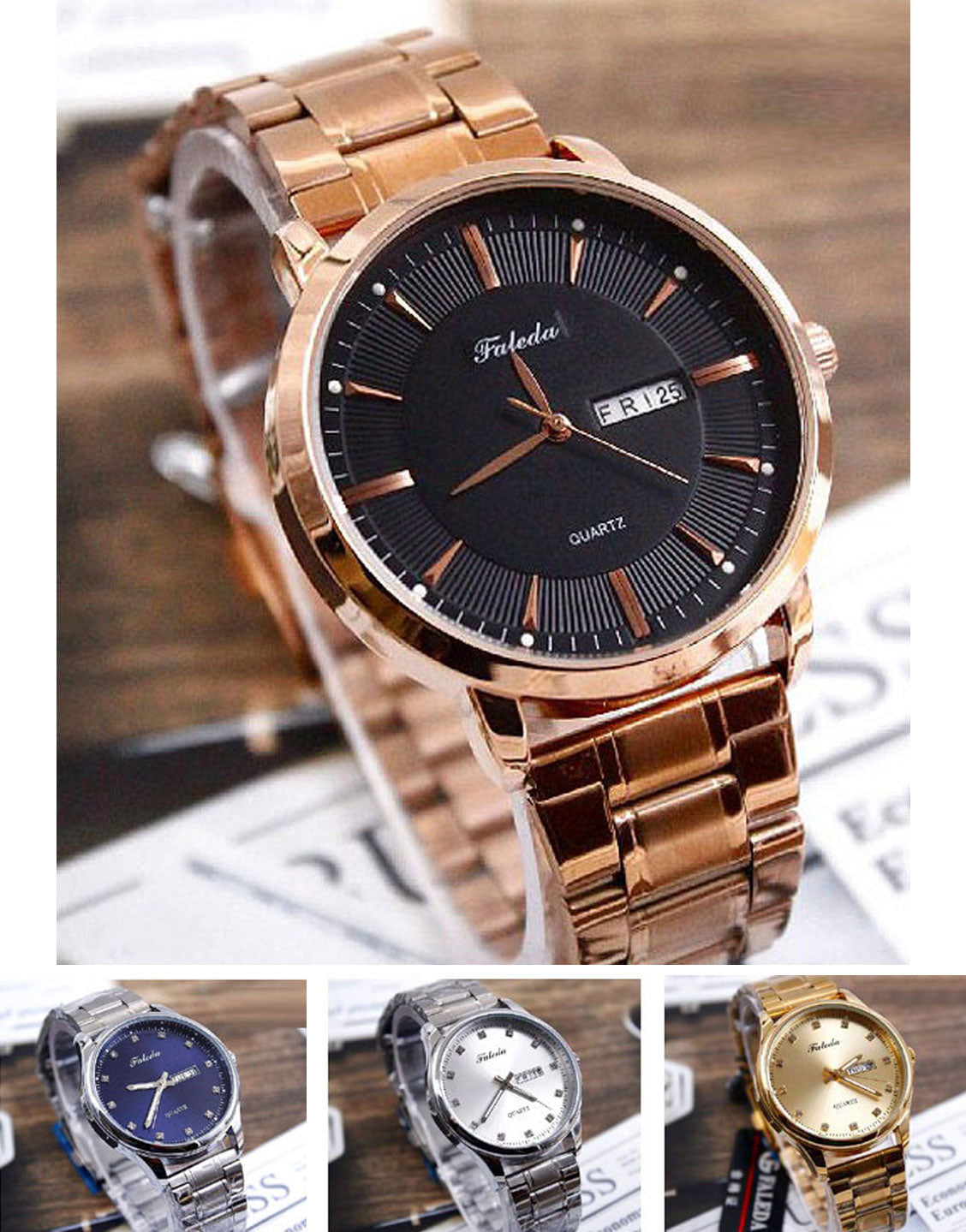 Original Faleda Men s Stainless Steel Chain Watch DZ16175 DressyZone