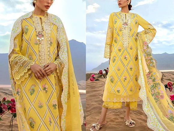 Schiffli Embroidered Lawn Dress with Embroidered Organza Dupatta (DZ16177)