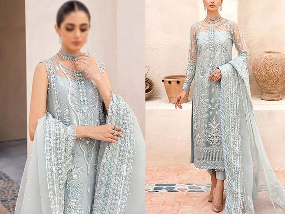 Luxury Handwork Embroidered Net Wedding Dress 2023 (DZ16254)