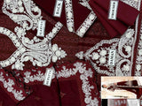 3D & Handwork Heavy Embroidered Chiffon Wedding Dress 2024 (DZ16297)