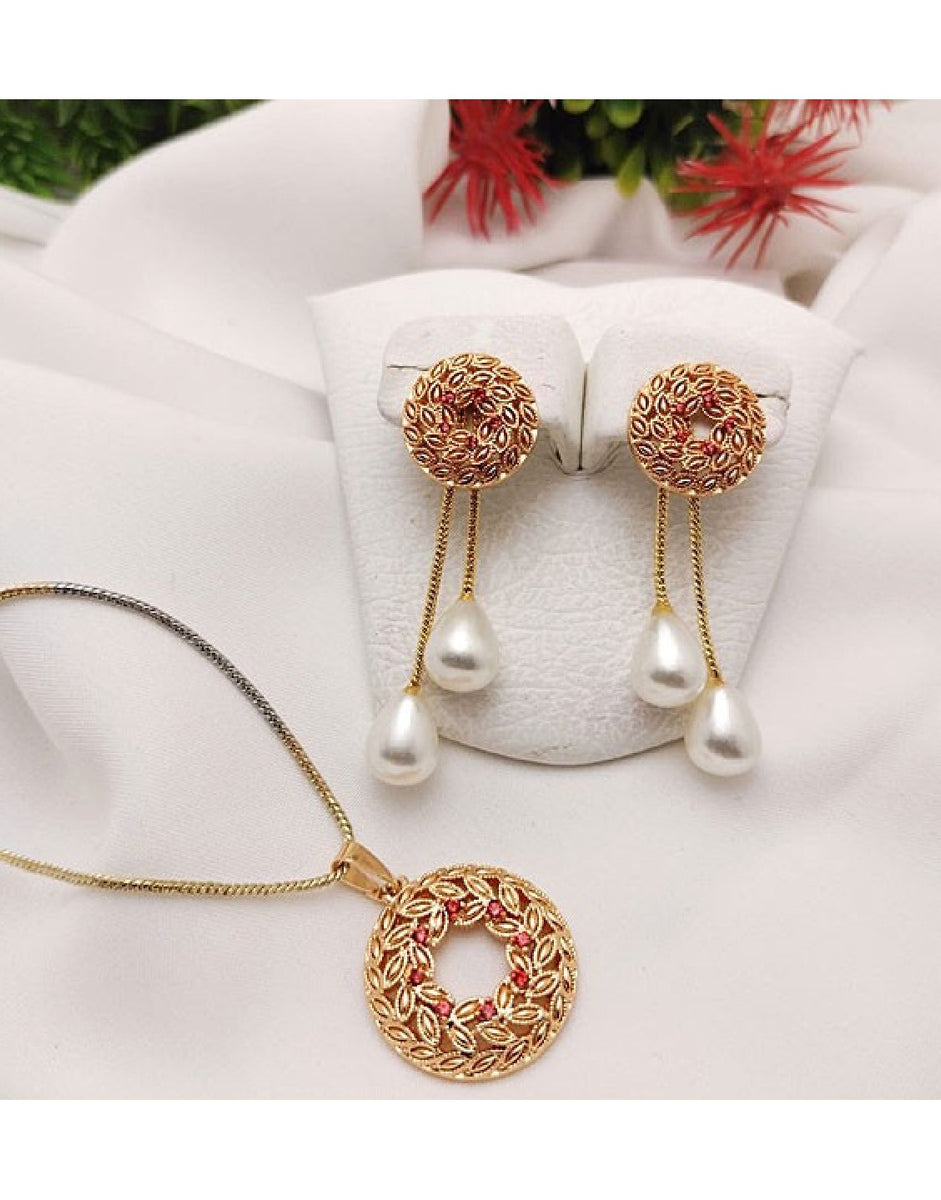 Elegant Gold Plated Locket Set (DZ16369) – DressyZone.com