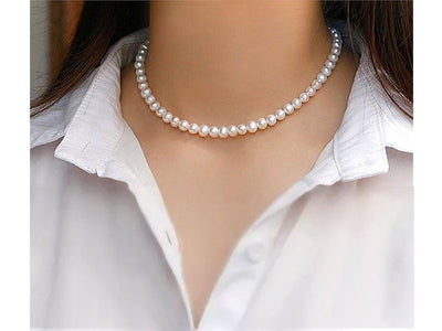 Faux Pearl Choker Necklace (DZ16376)