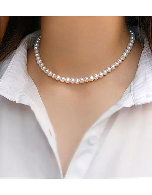 Faux Pearl Choker Necklace (DZ16376)