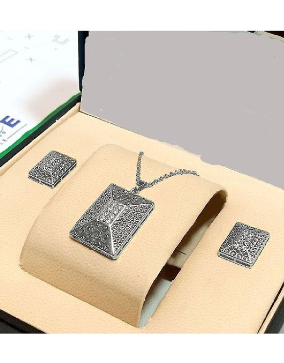 Elegant Silver Necklace & Earring Set for Girls (DZ16381)