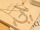 Stylish Crystal Stones Studded Necklace Set with Up-Down Bracelet & Earrings (DZ16382)