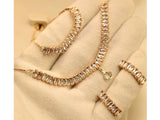 Stylish Crystal Stones Studded Necklace Set with Up-Down Bracelet & Earrings (DZ16382)