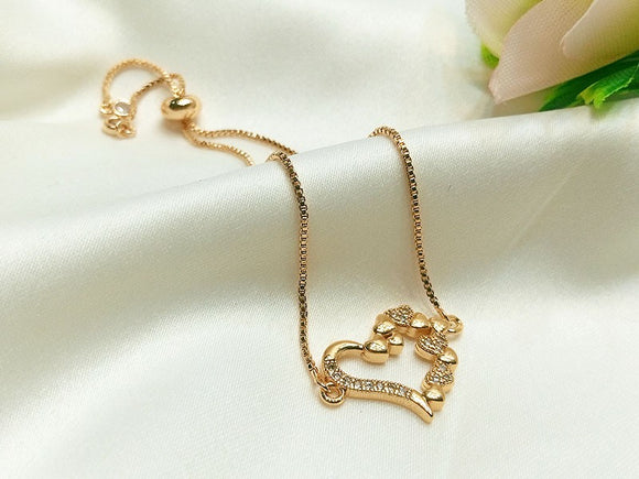 Gold Plated Heart Shape Bracelet for Girls (DZ16387)