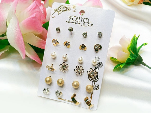 12 Pairs of Fashion Earrings for Girls (DZ16427)