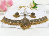 Antique Style Golden Matha Patti with Earrings (DZ16430)