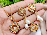 Adorable Gold Plated Necklace Set with Ring (DZ16447)