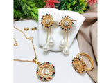 Adorable Gold Plated Necklace Set with Ring (DZ16447)