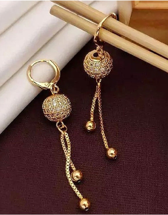Elegant Golden Ball Shaped Earrings (DZ16455)