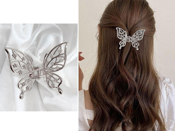 Elegant Butterfly Shaped Hair Clip - Silver (DZ16461)