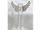 Rhinestone Pearl Angel Wings Design Hair Catcher - Golden (DZ16483)