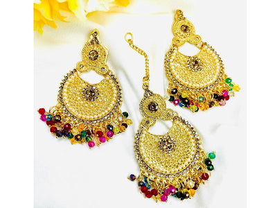 Set of Fancy Earrings & Maang Teeka (DZ16487)