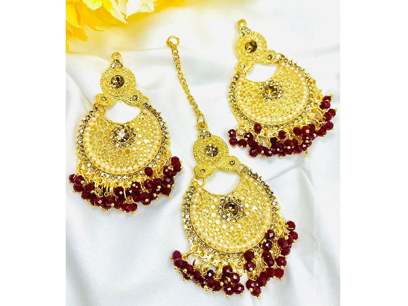 Set of Fancy Earrings & Maang Teeka (DZ16488)
