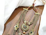 Antique Finish Rajwadi Mala Set Design with Earrings (DZ16490)