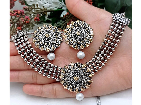 Antique Finish Turkish Necklace with Earrings (DZ16494)