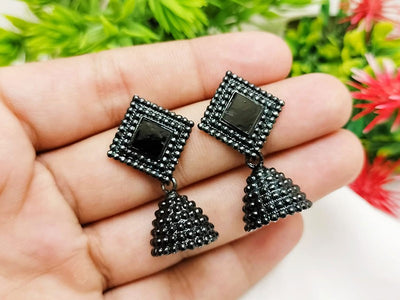 Elegant Black Jhumki Earrings (DZ16509)