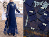 Elegant Embroidered Navy Blue Chiffon Party Wear Dress 2023 (DZ16514)