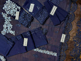 Elegant Embroidered Navy Blue Chiffon Party Wear Dress 2023 (DZ16514)