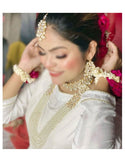 Heavy Bridal Mala Set with Choker, Earrings and Tikka (DZ16518)
