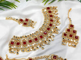 Heavy Bridal Jewellery Set with Earrings, Jhoomar & Tikka (DZ16519)