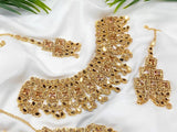 Heavy Bridal Jewellery Set with Earrings, Jhoomar & Tikka (DZ16520)