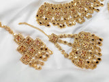 Heavy Bridal Jewellery Set with Earrings, Jhoomar & Tikka (DZ16520)