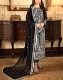 Heavy Embroidered Black Chiffon Wedding Dress (DZ16521)