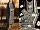 Heavy Embroidered Black Chiffon Wedding Dress (DZ16521)