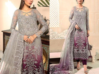 Luxury Handwork Heavy Embroidered Organza Party Wear Dress (DZ16522)