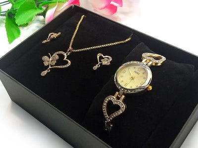 Elegant Heart Shape Jewellery & Watch Gift Set with Gift Box (DZ16526)